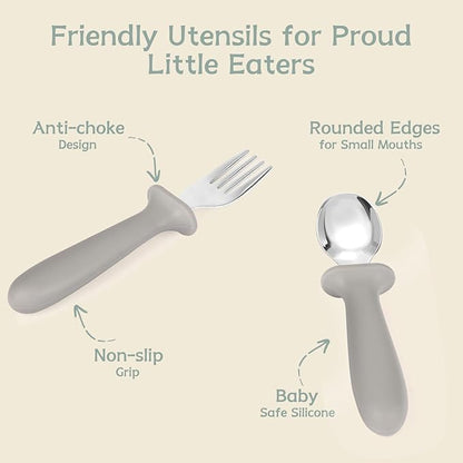 Eascrozn Toddler Forks and Spoons Set, 6 Pack Kids Silverware with Silicone Hand, 18/8 Stainless Steel Children Safe Toddler Utensils, BPA Free, Dishwasher Safe - Image 5