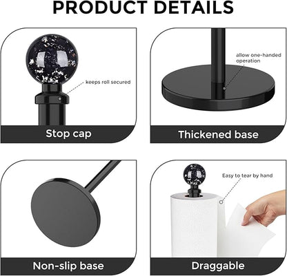 Black Paper Towel Holder Countertop, Unique Black Ball Decor,Brass Paper Towel Holder for Kitchen - Sturdy, Durable, and Elegant Home Decor for Kitchen