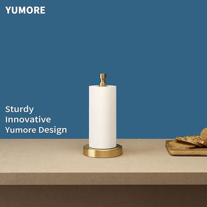 YUMORE Paper Towel Holder Countertop, Paper Towel Holder with Weighted Base Non Slip, Standing Paper Towel Roll Holder for Kitchen Bathroom, Stainles Steel (Gold) - Image 2