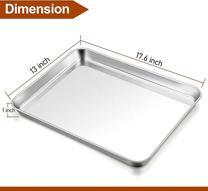 TeamFar Baking Sheet, 17.6’’ x 13’’ x 1’’ Stainless Steel Large Cookie Sheet Half Baking Pans, Non-toxic & Healthy, Easy Clean & Dishwasher Safe, Heavy Duty & Sturdy- Set of 2 - Image 2