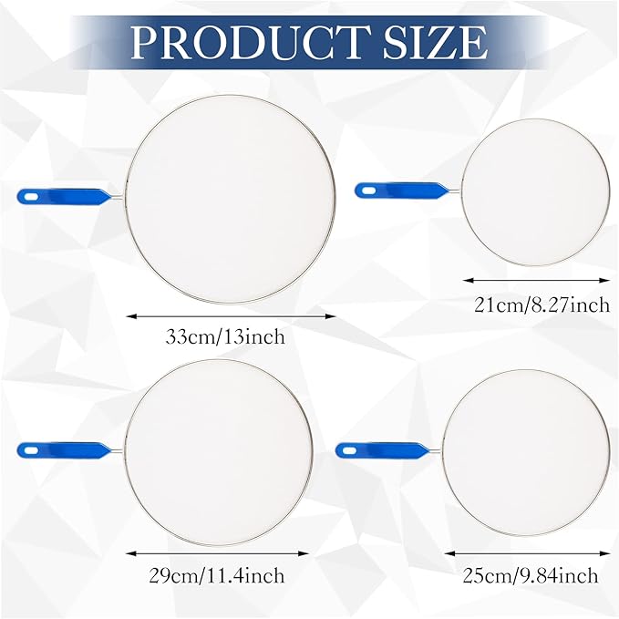 8 Inch Grease Splatter Screen Guard Stainless Steel Splash Screen Protector Guards with Handle Splash-Proof Frying Pan Mesh Pot Lid Cover for Kitchen Cooking Gadgets - Image 2