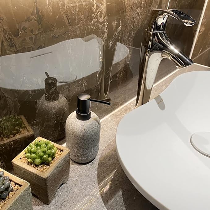 GalDal 2pcs/Set Grey Soap Lotion Dispenser with A Spare Pump,Liquid Hand Soap Dispenser Sets for Bathroom Countertop, Soap Dispenser for Kitchen. - Image 2