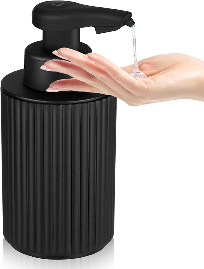 Automatic Soap Dispenser Liquid Touchless: 9oz Black Plastic - Rechargeable Electric Smart Auto Hand Soap Dispenser - Dish Bathroom Kitchen by PHNEEMSAUTOMATICSOAPDISPENSER