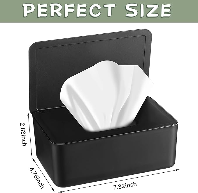 Newtay Dryer Sheet Holder with Hinged Lid,Plastic Dryer Sheet Dispenser Container Storage Box Fabric Softener Sheets Holder for Laundry Room Decor(Black)