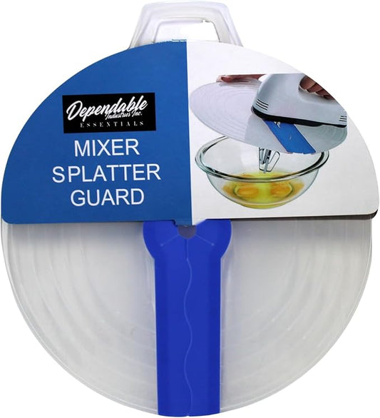 12 Inch Mixing Bowl Splatter Guard – BPA-Free Anti-Splash Screen for Hand & Electric Mixers – Flexible Fit, Transparent Silicone & PP, Dishwasher Safe by Dependable Industries Blue