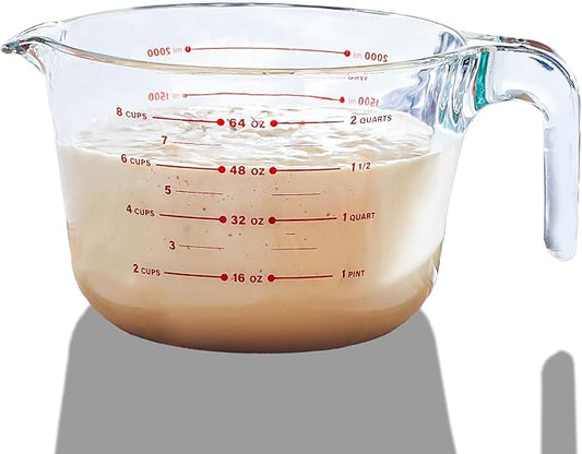 8 Cup Large Glass Measuring Cup - Kitchen Mixing Bowl Liquid Measure Cups Glass Tupperware Bakeware Set, Punch Bowl, Batter Bowl. by LERAZE