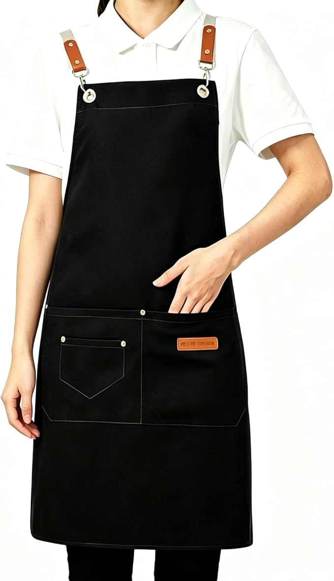 Taidven 2 Pack Apron - Unisex, Adjustable Bib Kitchen Apron, Cooking Apron, Aprons for Women Men with Pockets, Chef Aprons