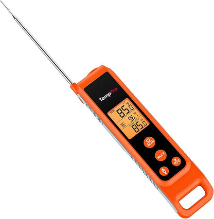 TempPro TP420 2-in-1 Instant Read Thermometer for Cooking, Infrared Thermometer with Meat Probe, Non-Contact Laser Meat Thermometer for Griddle Grill Pizza Oven HVAC Pool (Previously ThermoPro) by TempPro