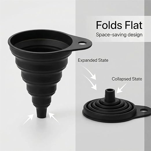 Kitchen Funnel Set of 4 – Collapsible Silicone Funnels for Filling Bottles, Spice Jars, and Mason Jars – BPA-Free, Food Grade, Dishwasher Safe, Foldable for Easy Storage