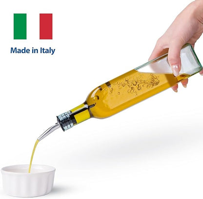 EHOMEA2Z Olive Oil Dispenser Bottle - 16 oz, Made in Italy Glass Olive Oil and Vinegar Cruet with Stainless Steel Spout for Kitchen, Slight Green Tint (2, 473 ml) - Image 6