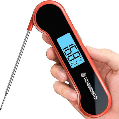 0.5 Sec Instant Read Meat Thermometer Digital with ±0.5℉ Precision, Food Thermometer for Cooking Kitchen Gadgets, Oven Grill Candy BBQ Essentials Accessories, Gifts for Him Dad Men Birthday, Red by ThermoMonster