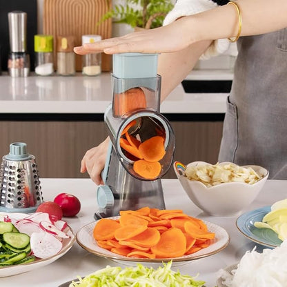 Cheese Grater Hand Crank Rotary Vegetables Shredder with Handle, 3-in-1 Graters with Interchangeable Blades and Non-slip Base Multifunctional Slicer for Kitchen - Image 6