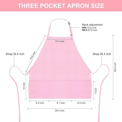 Jubatus 2 Pack 3 Pockets Adjustable Bib Apron Chef Kitchen Cooking Aprons for Women Men, Pink - Image 6