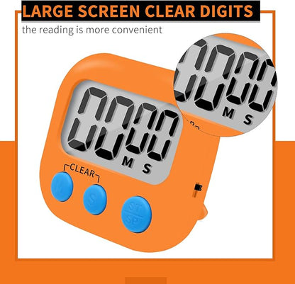 6 Pack Small Digital Kitchen Timer Magnetic Back and ON/Off Switch,Minute Second Count Up Countdown (Orange) - Image 4