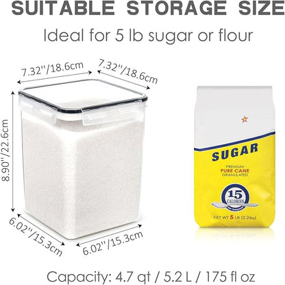 PANTRYSTAR Large Food Storage Containers with Lids Airtight 5.2L /176Oz, for Flour, Sugar, Baking Supply, 3PCS BPA Free Plastic Canisters for Kitchen Pantry Organization - Image 2