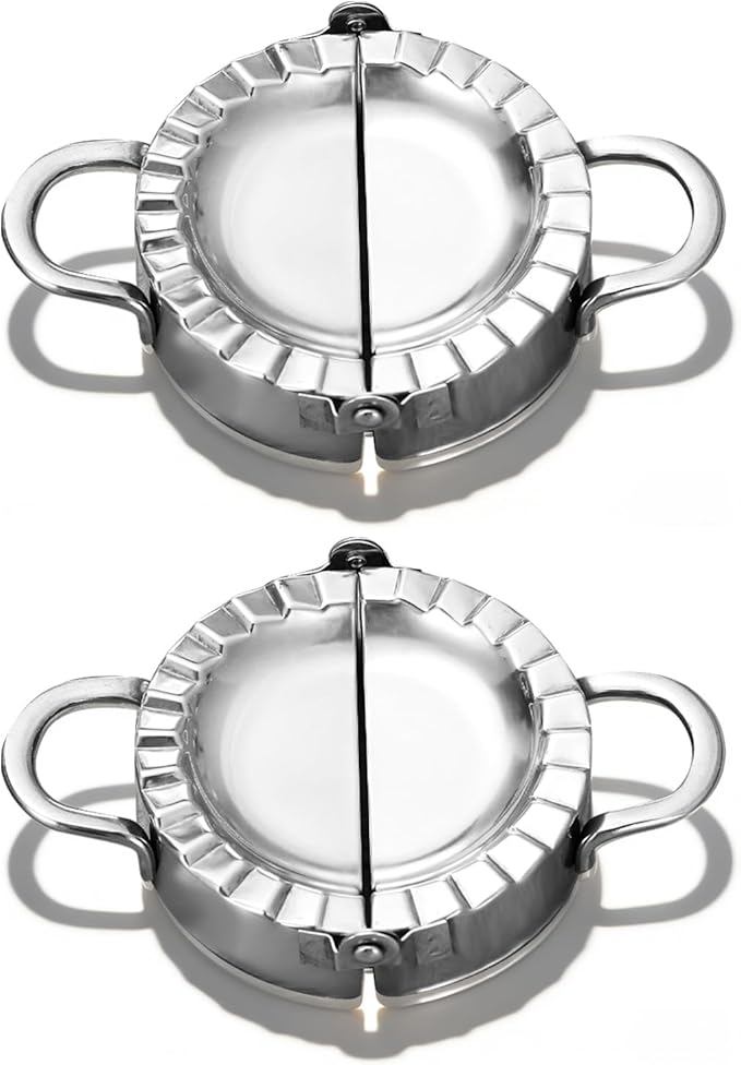Stainless Steel Dumpling Ravioli Maker Press,2 Pack Pierogi Mold - Wonton Mould, Easy-tool for Dumpling Wrapper Dough Stamp Cutter Pastry Pie Making (2 pcs dumpling maker)