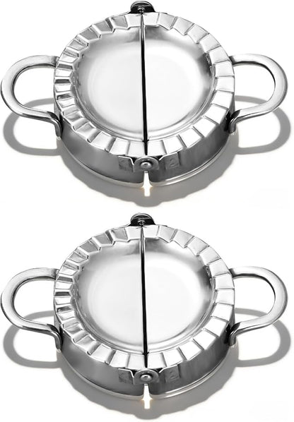 Stainless Steel Dumpling Ravioli Maker Press,2 Pack Pierogi Mold - Wonton Mould, Easy-tool for Dumpling Wrapper Dough Stamp Cutter Pastry Pie Making (2 pcs dumpling maker)