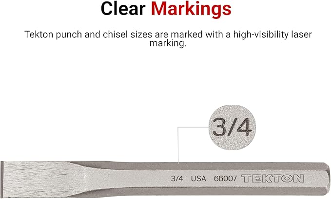 TEKTON Long Cold Chisel Set, 3-Piece (1/2, 3/4, 1 in.) | 66506