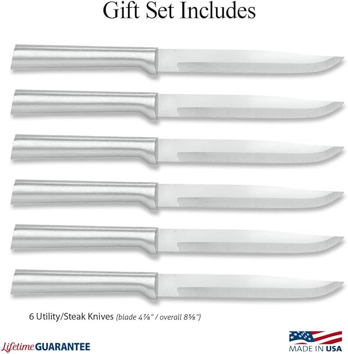 Rada Cutlery Six Utility/Steak Knives Gift Set (S06), 6-Piece Knife Set, Stainless Steel Blades, Silver Handle