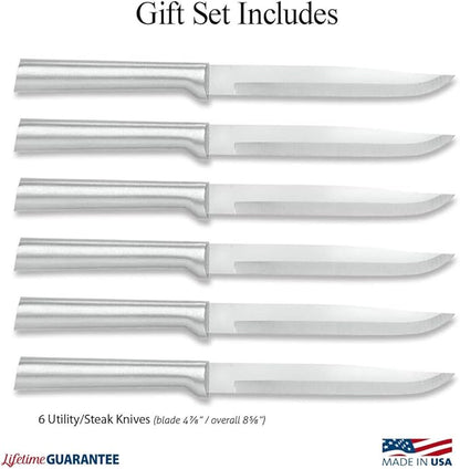 Rada Cutlery Six Utility/Steak Knives Gift Set (S06), 6-Piece Knife Set, Stainless Steel Blades, Silver Handle