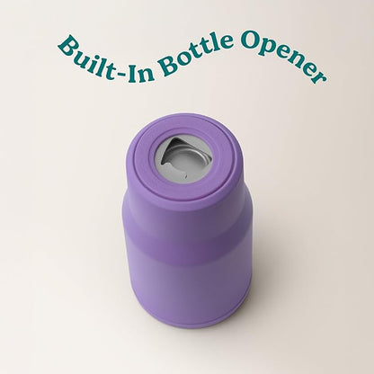 Reduce 4-in-1 Drink Cooler - Versatile Can & Bottle Holder with Vacuum Insulation - Keeps Drinks Cold Up to 4 Hours - Includes Bottle Opener - Fits Cupholders & Dishwasher Safe - 14oz - Purple Punch