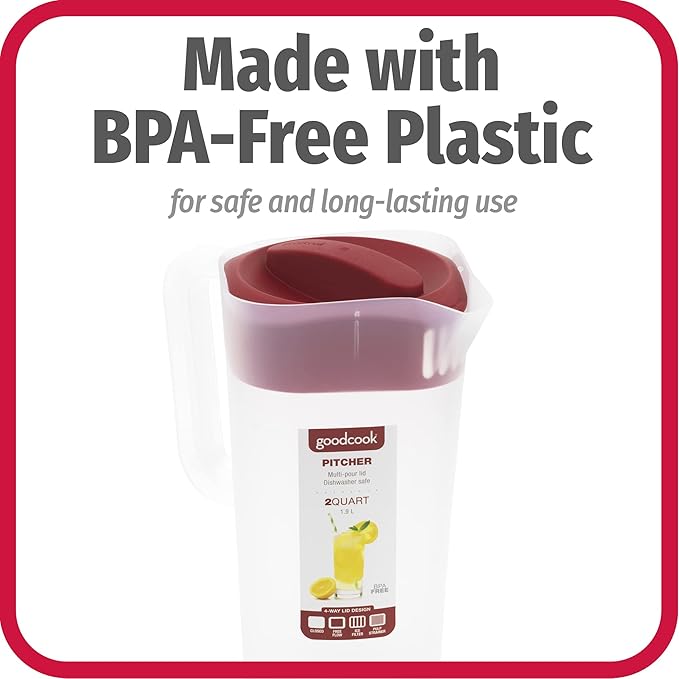 GoodCook 1/2-Gallon Pitcher with 4 Way Lid, BPA Free - Image 3