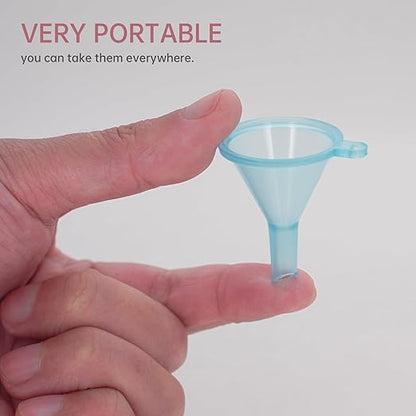 Mini Funnel 4-Pack for Lab Bottles, Sand Art, Perfume, Spice, Powder, Essential Oil, Recreational, Kitchen Food Grade Small Plastic (Blue)