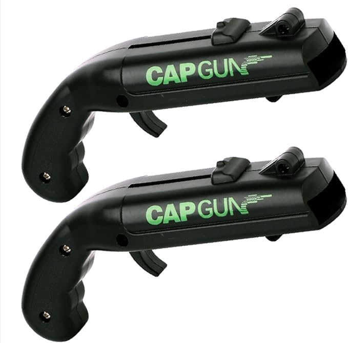 Cap Shooting Bottle Opener Gun - Launches Caps for World Cup Parties, BBQs & Adult Gatherings, Fun Gadget for Men, Unique Gag Gift for Sports Events (2 pc black)