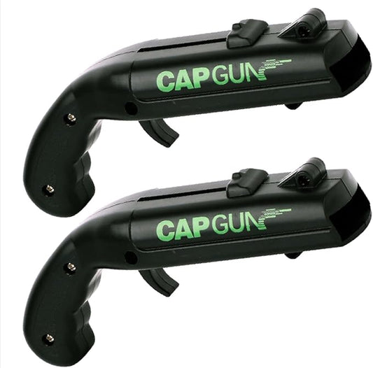 Cap Shooting Bottle Opener Gun - Launches Caps for World Cup Parties, BBQs & Adult Gatherings, Fun Gadget for Men, Unique Gag Gift for Sports Events (2 pc black)