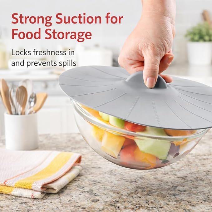 HIC Kitchen Cooking and Storage Lids, High-Heat Silicone, Set of 3 - Image 3