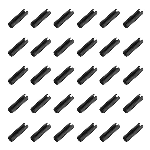 MECCANIXITY 120Pcs Slotted Split Roll Pins 3/50 Inch(1.5mm) Dia. 6/25 Inch(6mm) Length Steel Spring Tension Expansion Dowels for Secure Fastening, Black