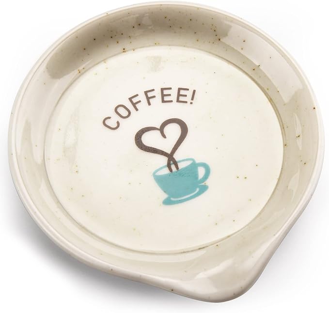 FANGSUN Coffee Spoon Rest, 3.5 Inch Ceramic Spoon Holder for Coffee Bar Accessories, Small Teaspoon Rest for Cafe Station Decor, Cute Farmhouse Cafe Bar Decor for Countertop, White by FANGSUN