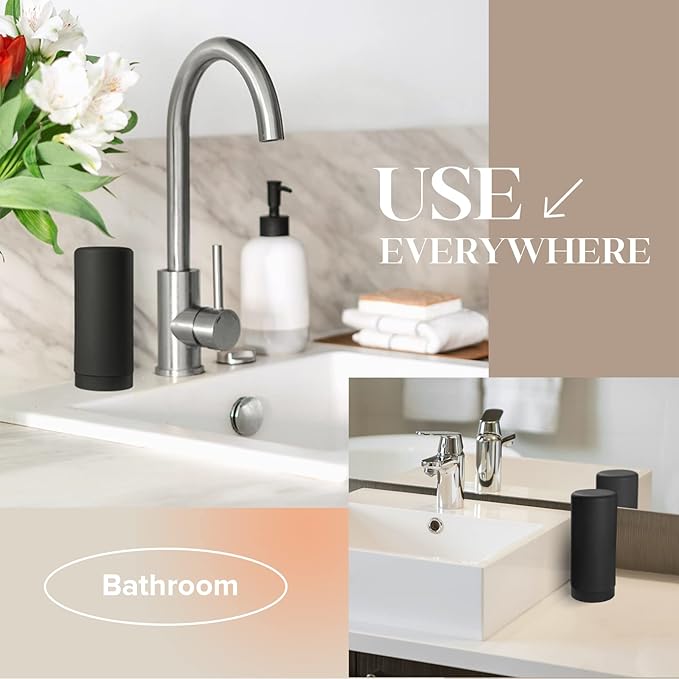 ElmRidge Dish Soap Silicone Dispenser for Kitchen Sink,Squeeze Washing Up Liquid and Hand Soap,Round refillable Silicone Bottles,Easy to Fill and to use, 8.5 oz,Black 2.4 x 2.4 x 5.5 inches (Black) - Image 6