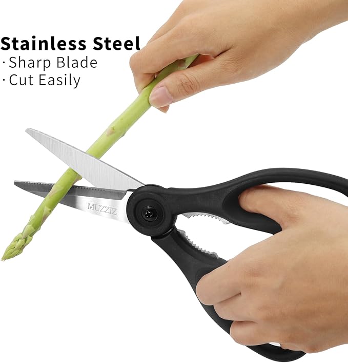 Kitchen Scissors All Purpose, Heavy Duty Stainless Steel Kitchen Shears for Food, Herbs, Meat, Fish with Soft Comfort Grip Handle - 8.7-Inch Black - Image 5