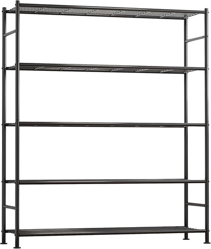 Sakugi Storage Shelves - 5 Tier Shelf Organizer, Heavy Duty Garage Shelving Unit with Leveling Feet, Stable Metal Shelves Organizer for Pantry, Kitchen and Closet, 46.3" W x 12.6" D x 60.3" H, Black by Sakugi