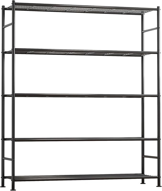 Sakugi Storage Shelves - 5 Tier Shelf Organizer, Heavy Duty Garage Shelving Unit with Leveling Feet, Stable Metal Shelves Organizer for Pantry, Kitchen and Closet, 46.3" W x 12.6" D x 60.3" H, Black by Sakugi