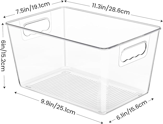 YIHONG 8 Pack Clear Pantry Organizer Bins,Plastic Storage Containers with Handle for Kitchen,Freezer,Cabinet,Closet,Bathroom Under Sink Organization - Image 2