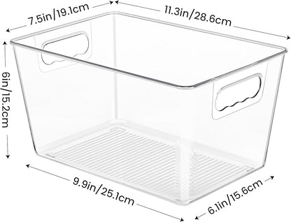 YIHONG 8 Pack Clear Pantry Organizer Bins,Plastic Storage Containers with Handle for Kitchen,Freezer,Cabinet,Closet,Bathroom Under Sink Organization - Image 2