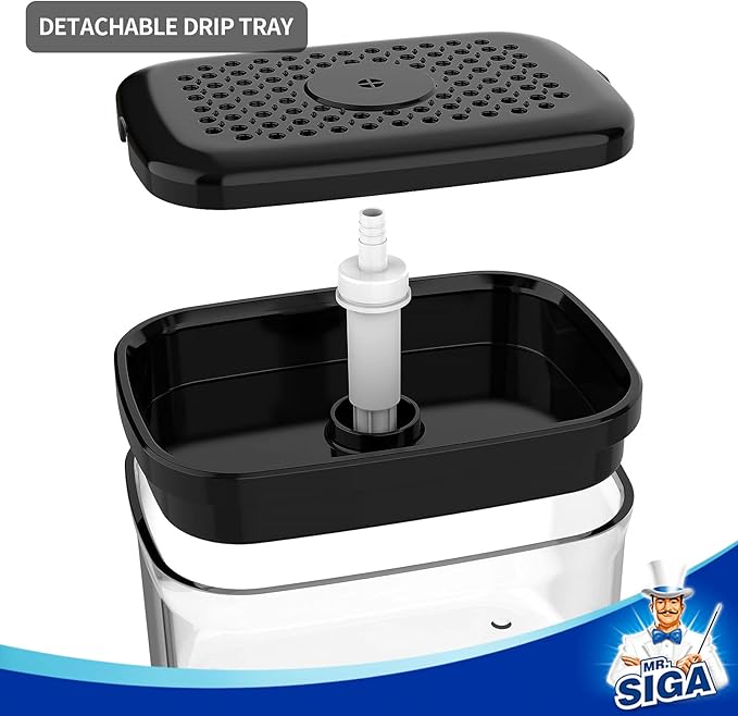 MR.SIGA Dish Soap Dispenser for Kitchen,2 in 1 Premium Sponge Holder, Dishwashing Soap Pump Dispenser for Countertop, Black - Image 6