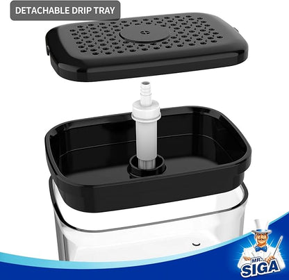 MR.SIGA Dish Soap Dispenser for Kitchen,2 in 1 Premium Sponge Holder, Dishwashing Soap Pump Dispenser for Countertop, Black - Image 6