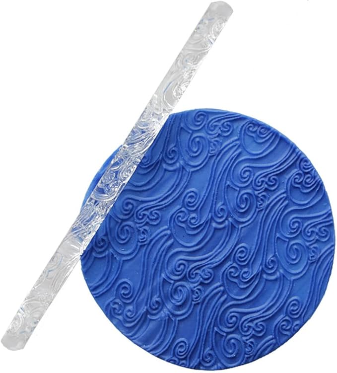 Rengue Acrylic Rolling Pin with 28 Patterns, Compliant Material, Comfortable Grip, 16 X 1 Cm, Lightweight for Dough and Pastry Acrylic Rolling Pin with 28 Patterns, Nan Kitchen (#27)
