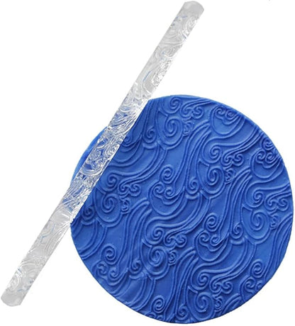 Rengue Acrylic Rolling Pin with 28 Patterns, Compliant Material, Comfortable Grip, 16 X 1 Cm, Lightweight for Dough and Pastry Acrylic Rolling Pin with 28 Patterns, Nan Kitchen (#27)