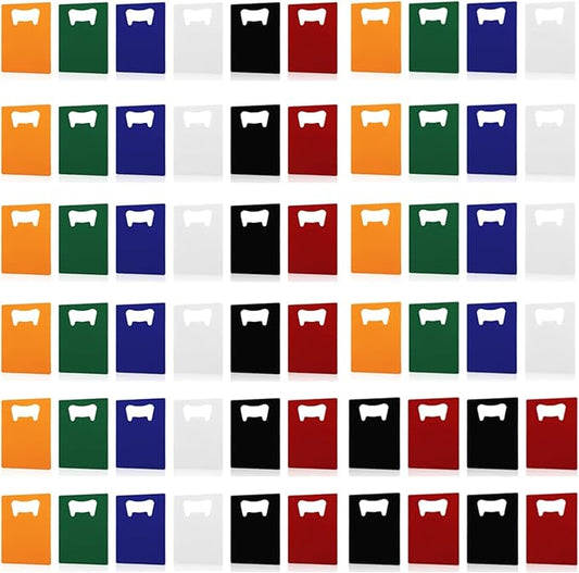 QTLCOHD 60 Pieces Credit Card Bottle Opener Stainless Steel Bottle Opener Bulk Metal Card Size Beer Bottle Openers for Wallet Pocket Wedding Party Favor (Mixed Color)