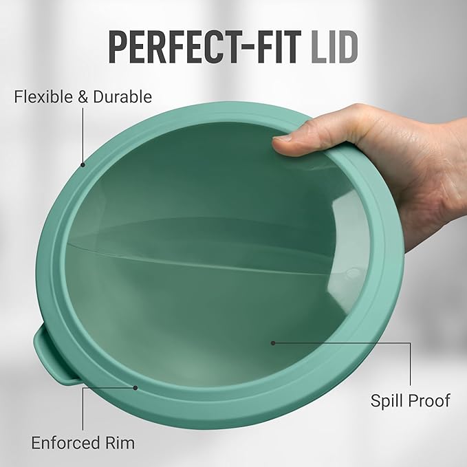 Zulay Kitchen 12 Piece Plastic Mixing Bowls with Lids Set - Colorful Mixing Bowl Set for Kitchen - Nesting Bowls with Lids Set - Microwave and Freezer Safe (Turquoise Ombre) - Image 3