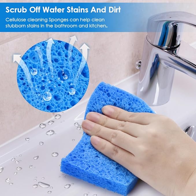 8PCS Dish Sponges Kitchen, Premium Blue Dish Washing Kitchen Sponge, Compressed Cleaning Sponges for Cleaning Kitchen and Bathroom, Non Scratch Scrub Sponge, Cleans Quickly and Well - Image 5