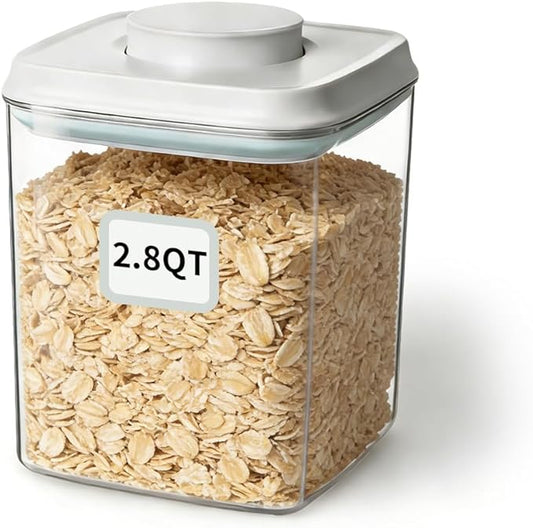 Airtight Food Storage Container with One-Touch Lid, 2.8 QT / 2.65 L Stackable BPA-Free PET for Coffee, Sugar, Spices & Pantry Organization.
