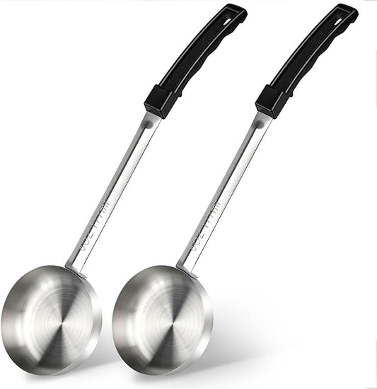 6 Ounce Solid Stainless Steel Portion Control Ladle Spoon -2Pcs Pizza Sauce Serving Spoons Portion Ladle for Sauces, Perfect for Weight Watchers, Buffets, Parties