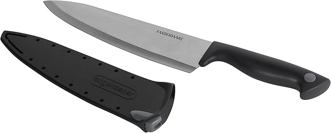 Farberware Edgekeeper 8-Inch Chef Knife with Self-Sharpening Blade Cover, High Carbon-Stainless Steel Kitchen Knife with Ergonomic Handle, Razor-Sharp Knife, Black - Image 2