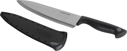 Farberware Edgekeeper 8-Inch Chef Knife with Self-Sharpening Blade Cover, High Carbon-Stainless Steel Kitchen Knife with Ergonomic Handle, Razor-Sharp Knife, Black - Image 2