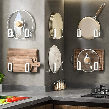 Self Adhesive Stainless Steel Pan Cover Racks ,Pantry Organization Rack, Cutting Board Storage , Pot Lid Holder